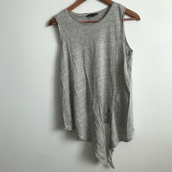 Gray Sleeveless Asymmetrical Top - Picture 1 of 9